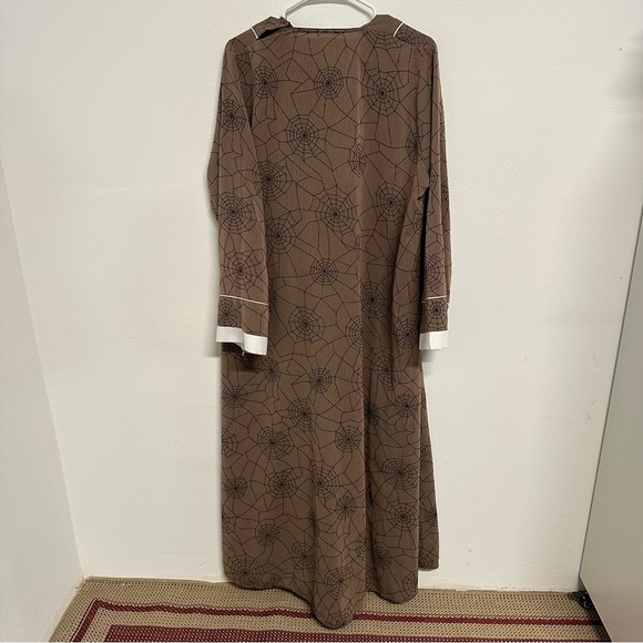 Brown Printed Abaya with Button Detail | Modest Long Dress | L - Picture 2 of 8